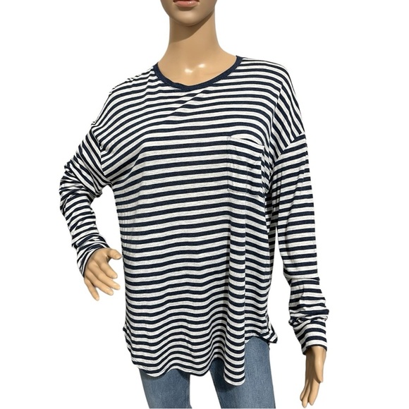 Vince Long Sleeves Striped Lightweight T Shirt Size M - Picture 1 of 10